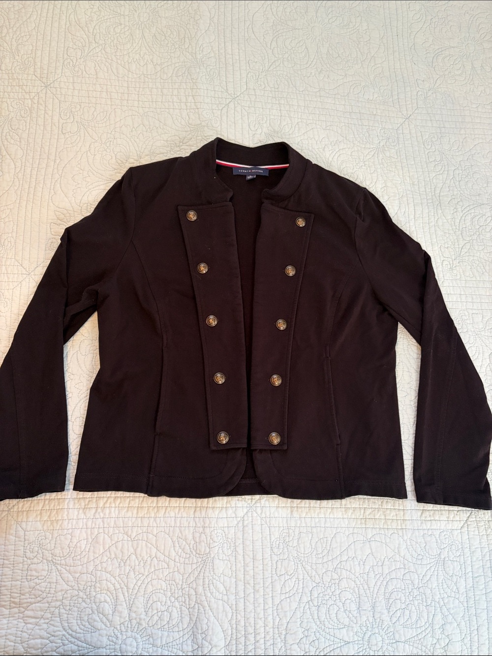 Tommy Hilfiger Black Double-Breasted Military Blazer